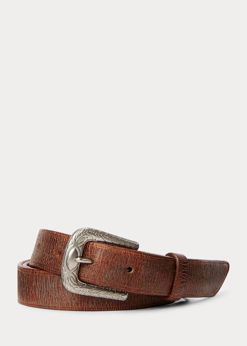 RRL ベルト メンズ ブラウン Tumbled レザー BHNIL6089